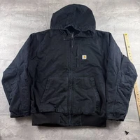 Carhartt Loose Fit Hooded Jacket Men's Black Size XL Duck Canvas Workwear Coat