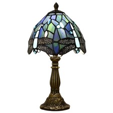 Tuomoxte Tiffany Small Table Lampblue Dragonfly Stained Glass 3 Color
