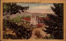 Santa Barbara Mission Santa Barbara California vintage postcard r415