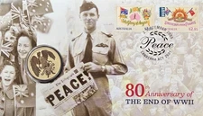 80th Anniversary of the End of WWII  -  2025 PNC with $1 .00 coin
