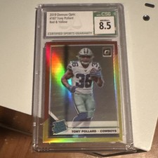 Panini Donruss Optic 2019 Tony Pollard #187 Red & Yellow CSG 8.5 Cowboys