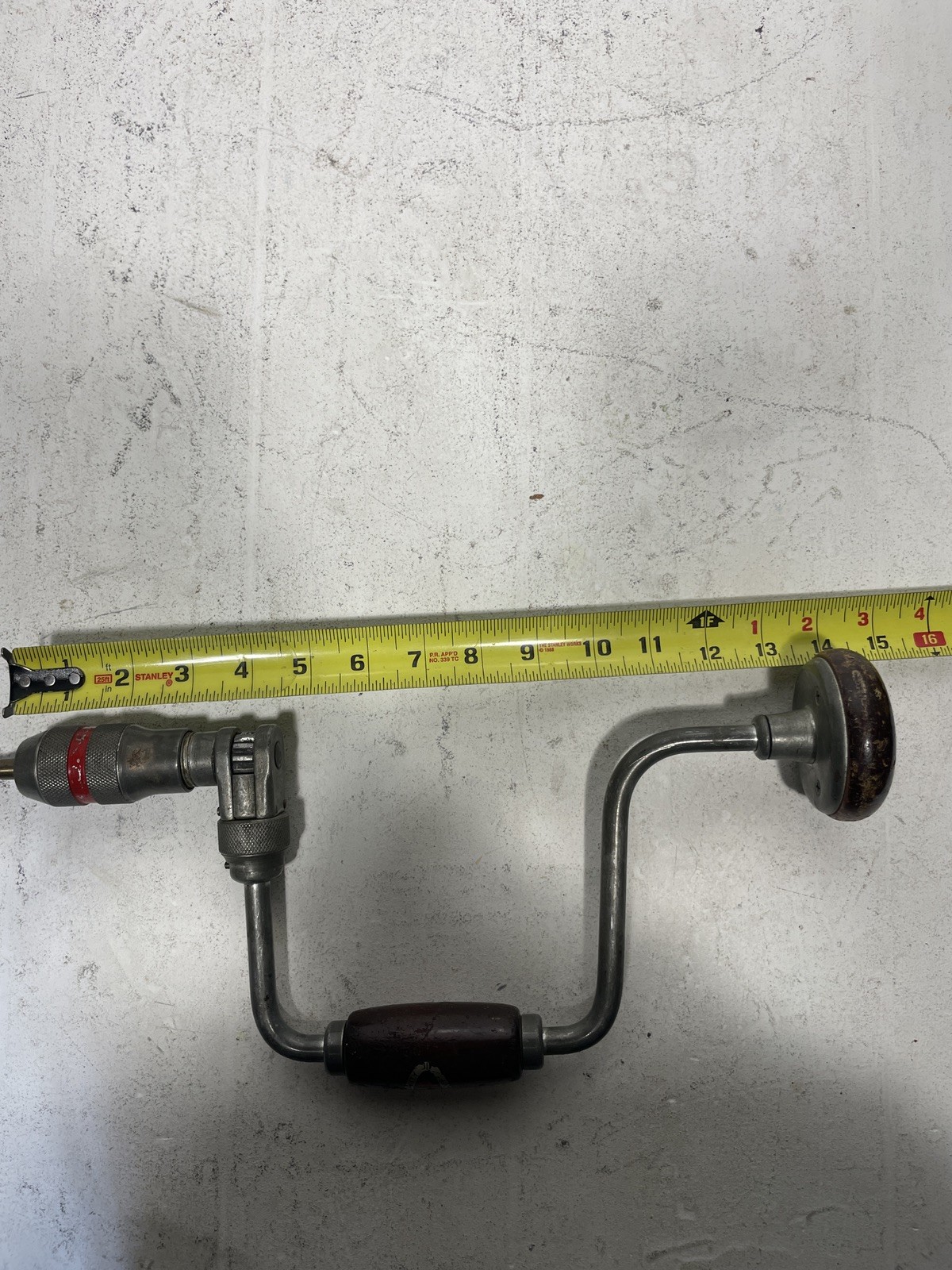 Vintage Dunlap 10" Bit Brace Ratcheting Drill - Hand Drill  or Auger - USA Made