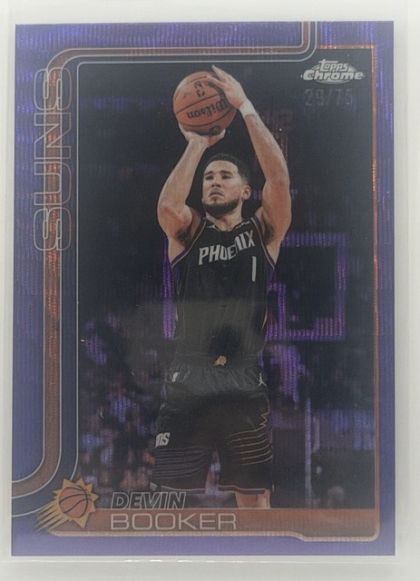 2025-26 Topps Chrome Update Devin Booker Purple Wave Refractor #/75 Suns