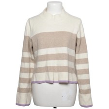 H&M, Strickpullover, Größe: L, Beige/Weiß/Lila, Kaschmir, Streifen #Ldy