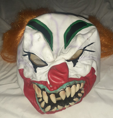 SPIRIT HALLOWEEN EVIL CLOWN MASK CARNIVAL KILLER CLOWN SCARY RUBBER FULL FACE
