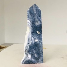 109g Natural Amazing Rare Blue Coral Jade Jasper Tower Point mineral Healing F19