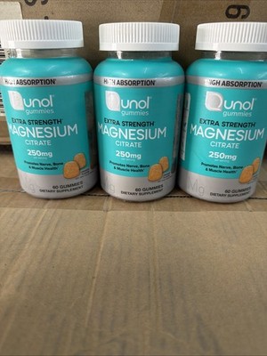 3 PACK Qunol Magnesium Citrate Gummies, Extra Strength 250mg,150ct EACH