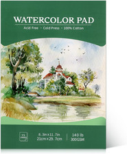 A4 Watercolour Paper Pad - 300 GSM, 15 Sheets Cold Press
