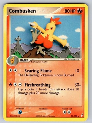 Combusken 31/100 Uncommon Crystal Guardians Pokemon Moderately Played