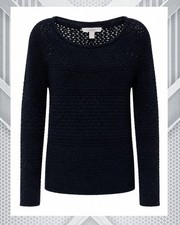 ESPIRIT Häkel Strick Pullover dunkelblau Gr�...