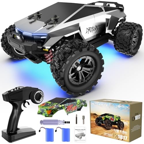 1:18 Scale All Terrain Fast RC Car, 40 KPH High Speed 4WD Silver, Green