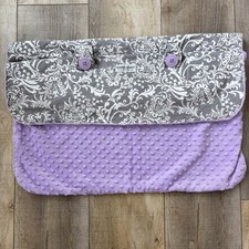 Carseat Canopy Cover Baby Girl Purple Gray Floral Fleece Minky Feminine Washable