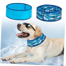 Dog Cooling Bandana, 2-Pack Instant Neck Girth: 20"-26" Shark Light Blue