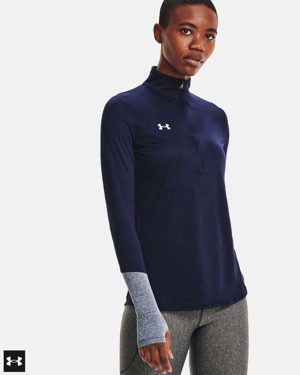 New in Pkg Long Sleeve Under Armour Women's Half Zip Running Top Large Navy