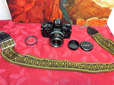 Canon AE-1 35mm BLACK SLR Film Camera w/ FD 50mm 1:1.8 -Tested -Over 600 Sold !!