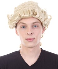Mens Colonial Judge Blonde Historical Wigs Premium Breathable Capless Cap HM-932