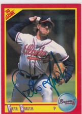 1990 Score #225 Pete Smith Braves Signed IP Auto Free Shipping!