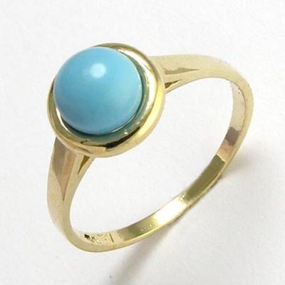  14K SOLID YELLOW GOLD TURQUOISE RING  From Anzor Ring Sizes 4 to 9.5 #R498