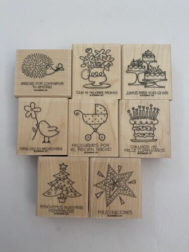 Stampin Up! Verschiedene spanische Sprache Holz montiert Gummistempel (8) Neu RS3