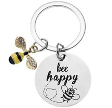 CUTE Bee Happy Keychain Pendant Bag Car Keychain Pendant Teacher Christmas Gift