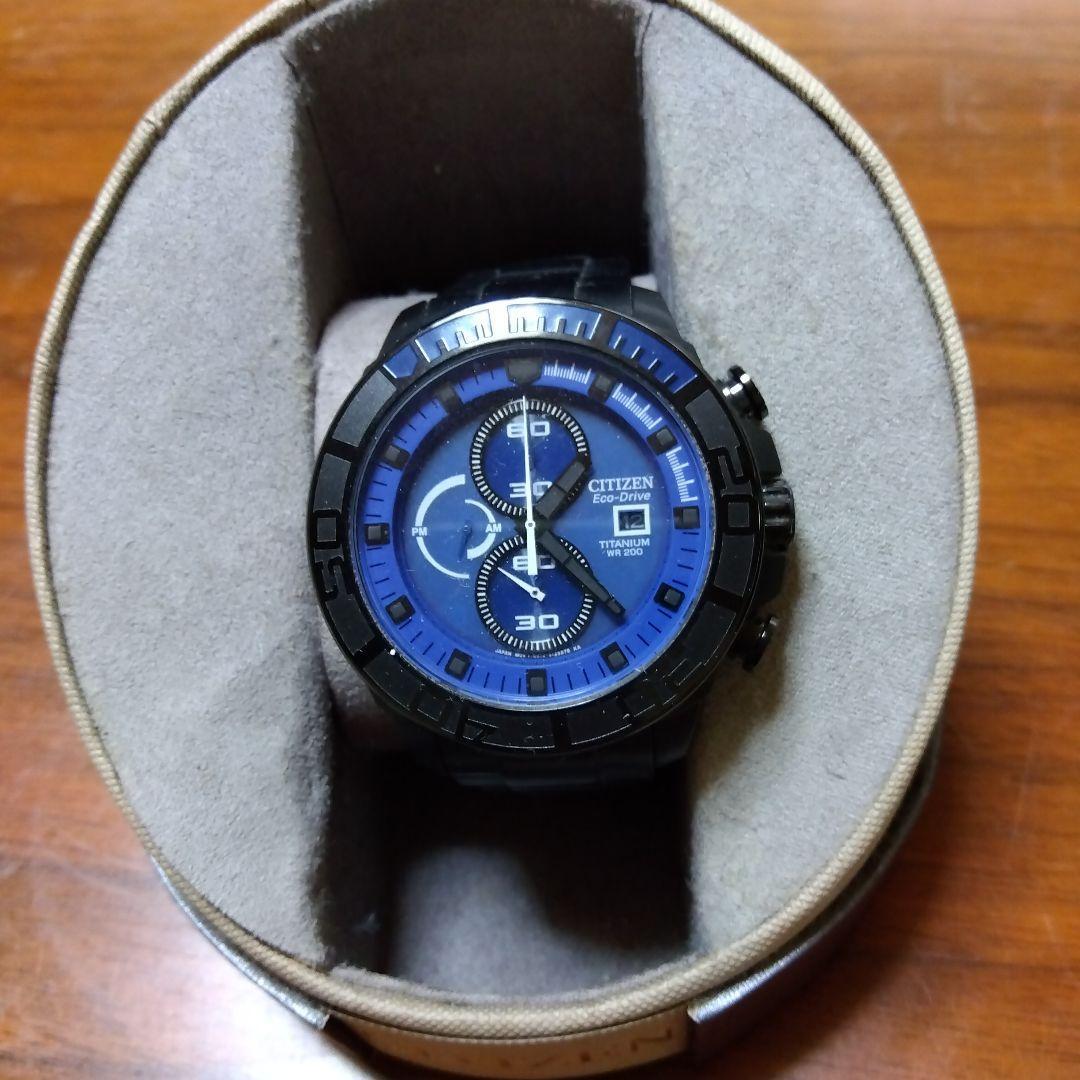 CITIZEN Eco-Drive black titanium blue letters 772641