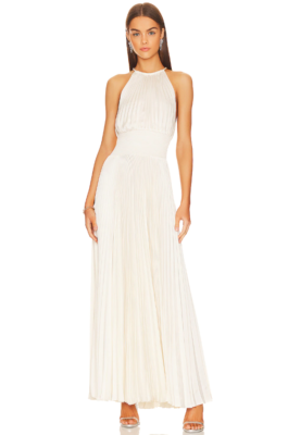 alc white pleated dress ALC Women's Bianca Strapless Pleated Maxi Dress
