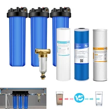 Whole House Spin Down Pre-Filter & 3-Stage 20" x4.5" Water Filter Housing System