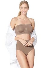 Rhonda Shear Mocha Underwire Removable Pads Strapless Bandeau Bra New