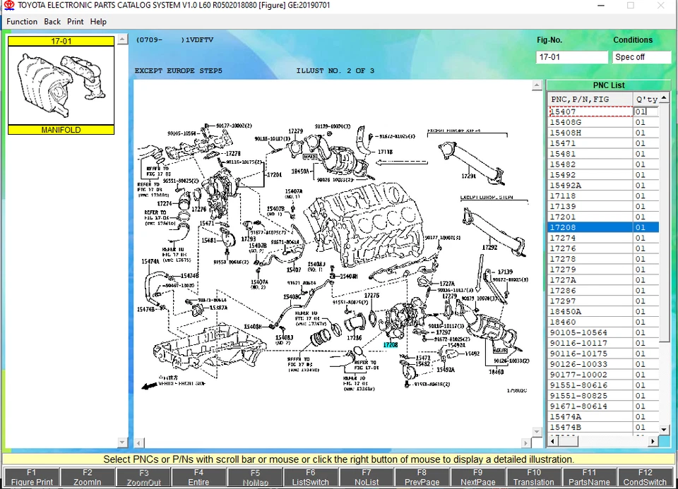 Turbocompresor genuino Toyota Land Cruiser V8 diésel 1VDFTV Nº 2 17208-51012 OEM Foto 3 de 4