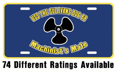 USS THE SULLIVANS DDG 68 Rating License Plate U S Navy USN Military PO4