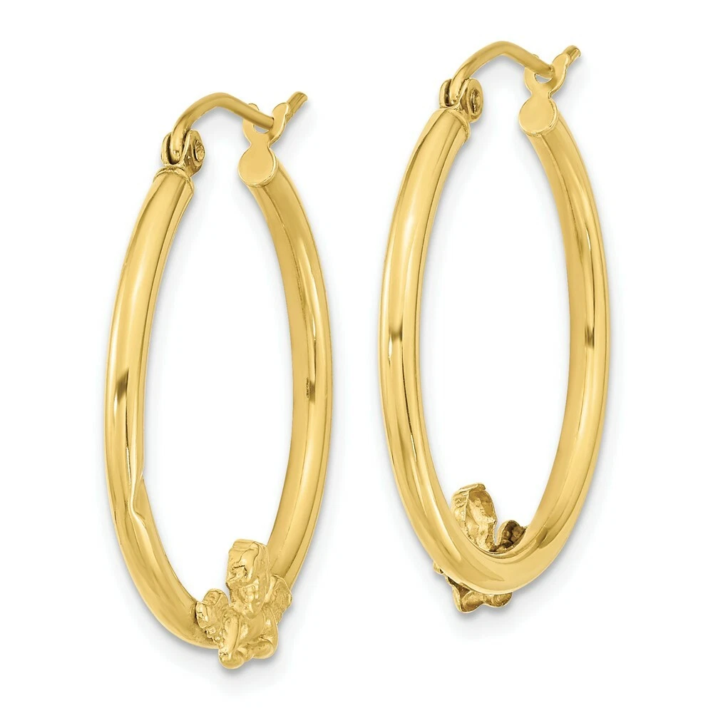 Gold angel hoop sale earrings