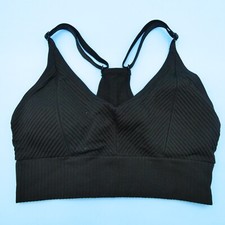 Victorias Secret XS Sports Bra Seamless Lightly Lined Black Ribbed Racerback New