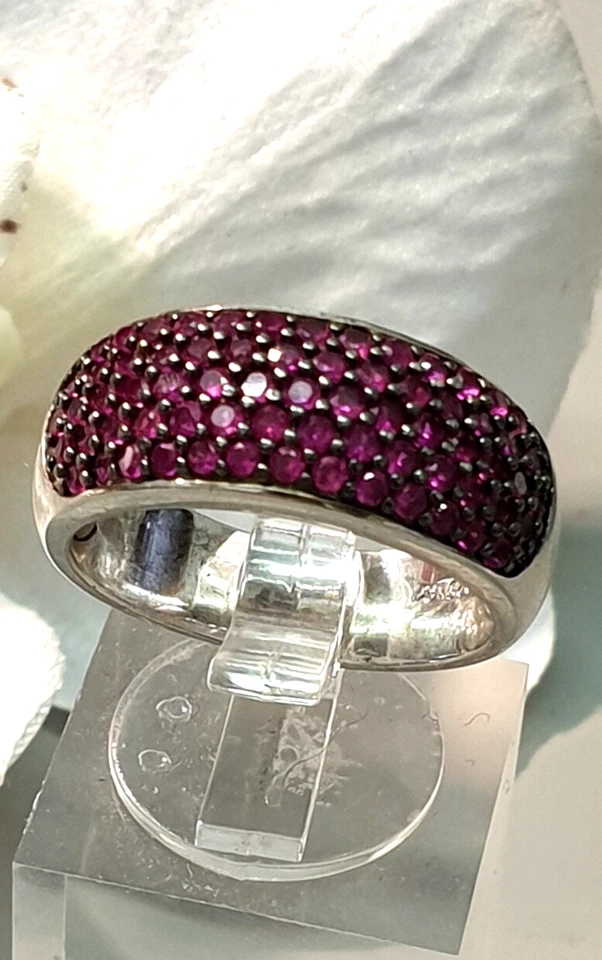 925 Silber Bandring von TC mit tiefroten Zirkonia Pavee gefasst RG 56/17,8 mm - Bild 2 von 4