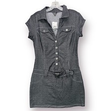 Y2K 90s Vintage NEW NWT Guess Jeans Womens L Mini Dress Belted Button Collared