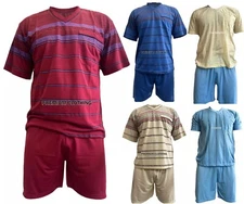 Mens Pyjamas Shorts Set Short Sleeve Nightwear Pjs Loungewear Cotton Size S-XL