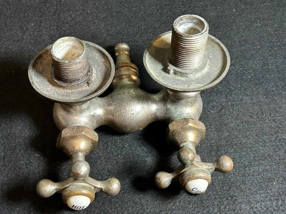 vintage brass Steampunk Eclipse faucet hot cold  for parts or repair - Image 3 of 4