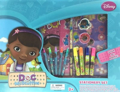DISNEY Doc McStuffins Stationery Set Sketchpad Crayons Markers Stickers Pencil Eraser