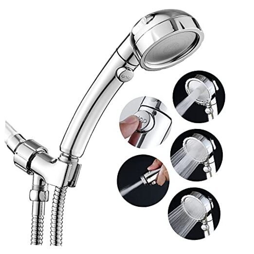 High Pressure Shower Head with 3 Spray Settings, Water Saving Handheld Chrome