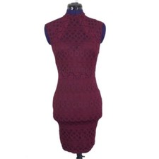 Windsor Women’s Burgundy Red Lace Short Sleeve Mini Dress Size Small