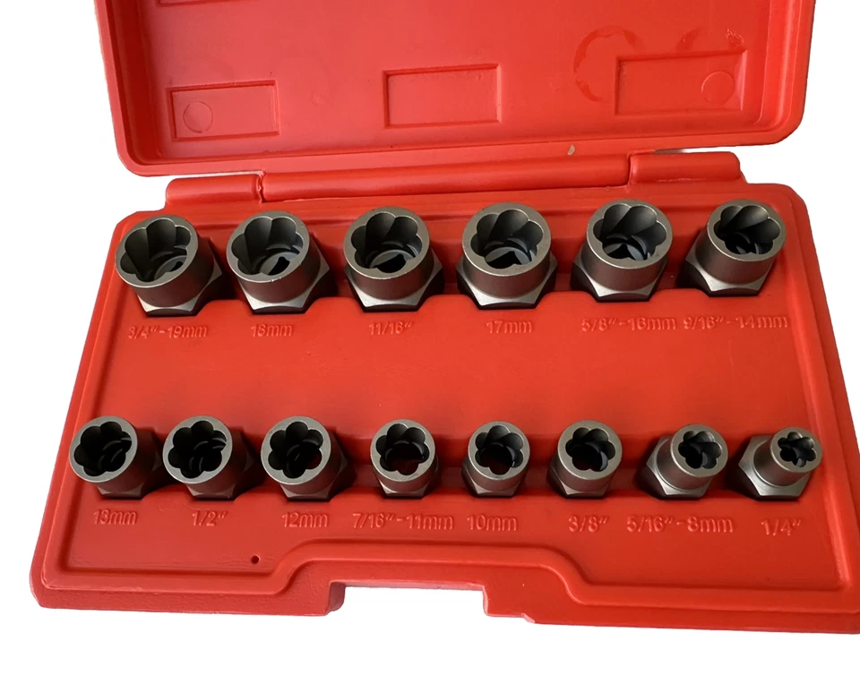 14pcs 3/8" Drive Impact Bolt Extractor Set Nut Remover Extraction Socket Cr-MO - Image 3 of 4