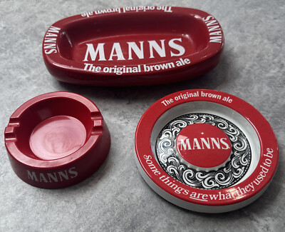 3x Manns Aschenbecher ''The Original Brown Ale'' aus Kunststoff und Keramik