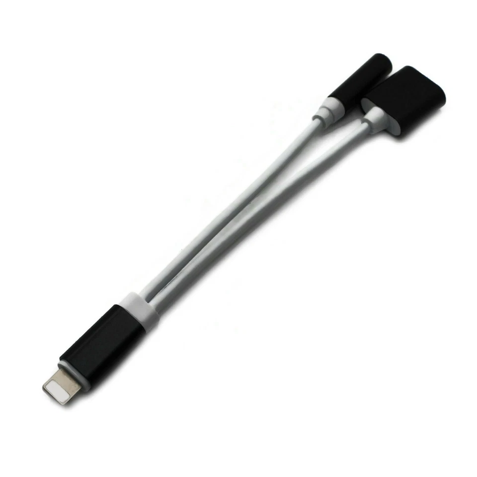 2 in 1 Dual Adapter 3.5mm Headphone & Charger For iPhone 8 PLUS X XS XR 11 12 13 - Image 2 of 4