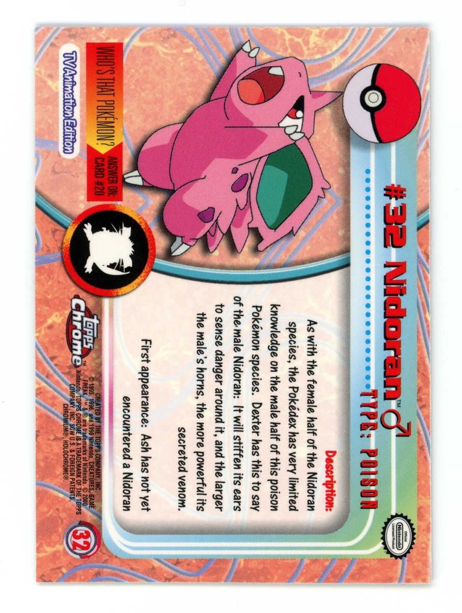 topps chrome pokemon cards value Card - Nidoran #32 - 2000 Topps Chrome Pokemon Series