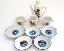 DÎNETTE MINI ANCIENNE SERVICE À CAFÉ CÉRAMIQUE WALT DISNEY MICKEY DONALD  DAISY