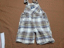 VTG OshKosh B'Gosh Toddler 24 Months Brown Plaid Short Overalls BIB B-BB