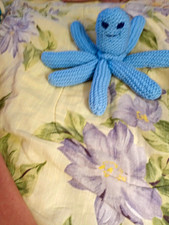 Hand Knitted blue octopus stuffed animal plush small 6-14 in age 3-5