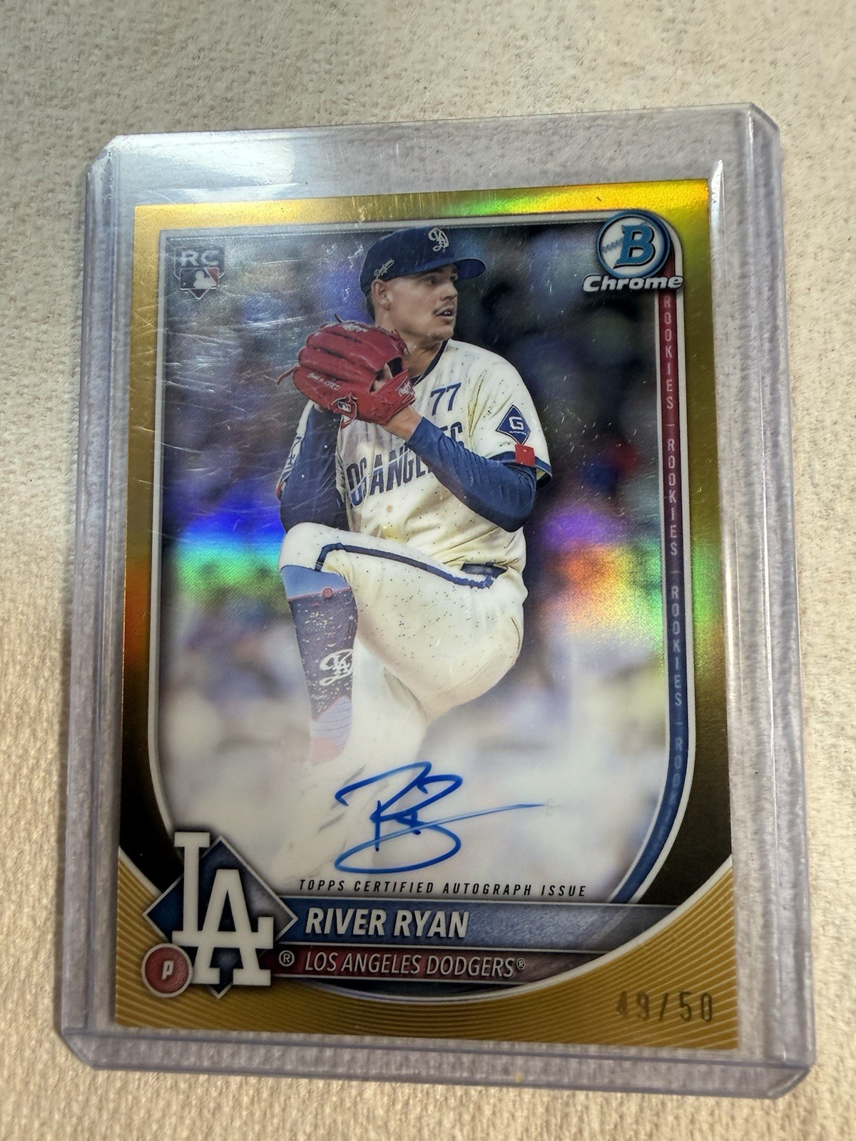 2025 Bowman Chrome True Gold Ref Auto RC River Ryan #CRA-RR #/50
