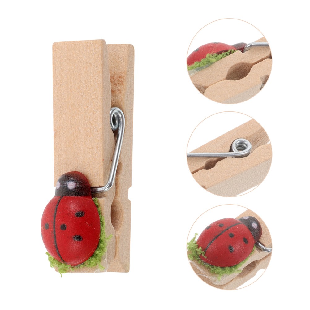 Mini pinzas para ropa 40 un.: clavijas de madera con temática Ladybug - lindos selladores de bolsas de bocadillos -