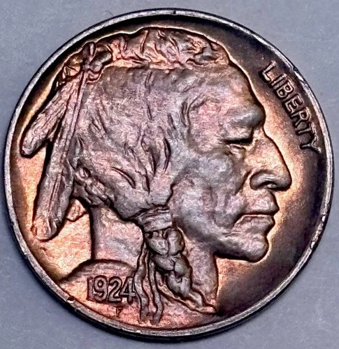 1924-P BUFFALO NICKEL GEM BU,Original Album Toned!!!