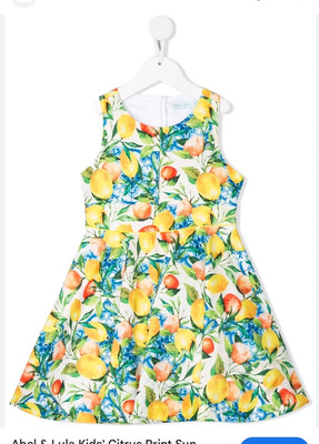 ABEL & LULA Kids' Citrus Print Sun Dress In Yellow New size 4,5,6,7,8